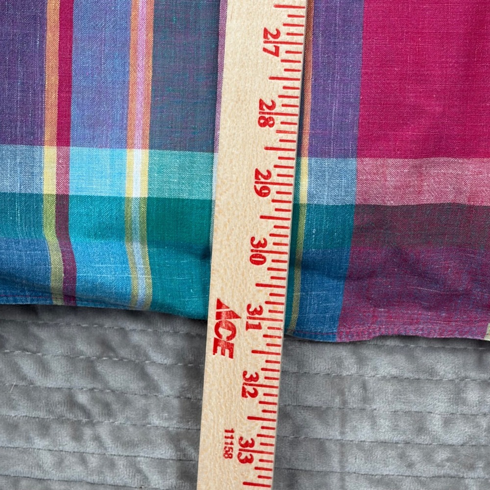 Vintage Lands End Mens XXL Madras Plaid Short Sleeve Button Down Shirt Pink USA - Picture 6 of 7